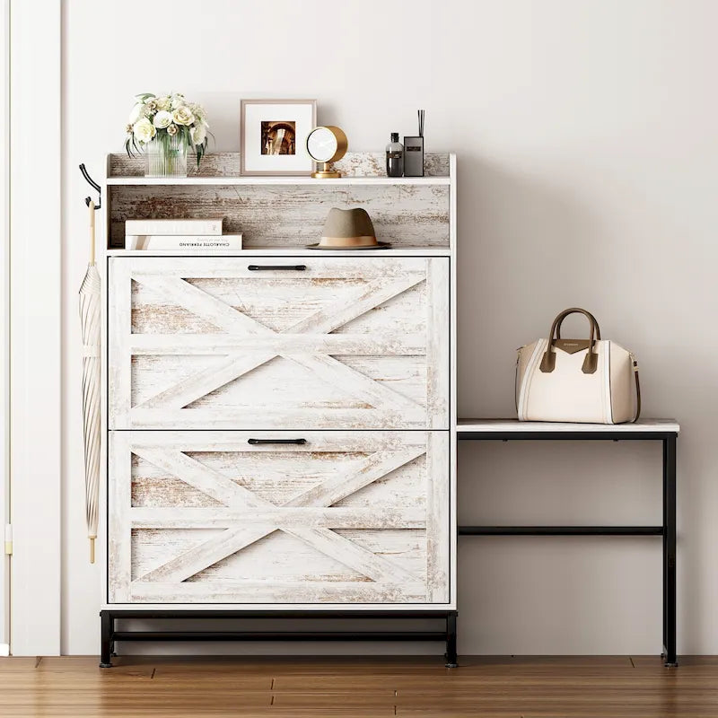 Meuble à chaussures, meuble à chaussures d'entrée, meuble de rangement pour balcon, étagère à chaussures grande capacité, blanc