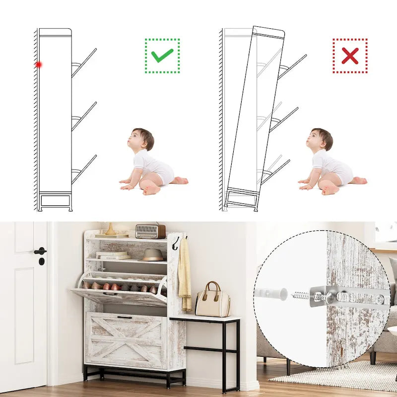 Meuble à chaussures, meuble à chaussures d'entrée, meuble de rangement pour balcon, étagère à chaussures grande capacité, blanc