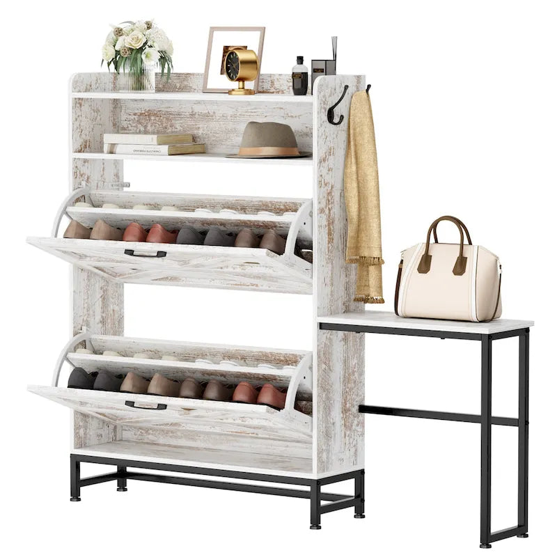 Meuble à chaussures, meuble à chaussures d'entrée, meuble de rangement pour balcon, étagère à chaussures grande capacité, blanc