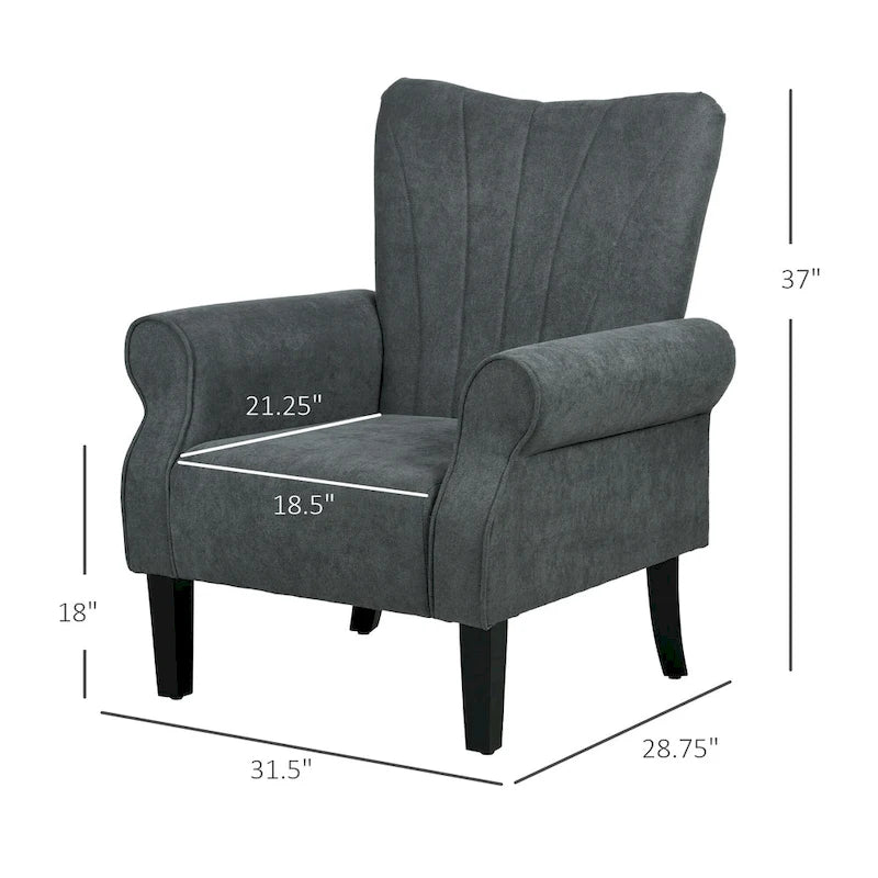 Fauteuil moderne de 31,5 po avec pieds en bois