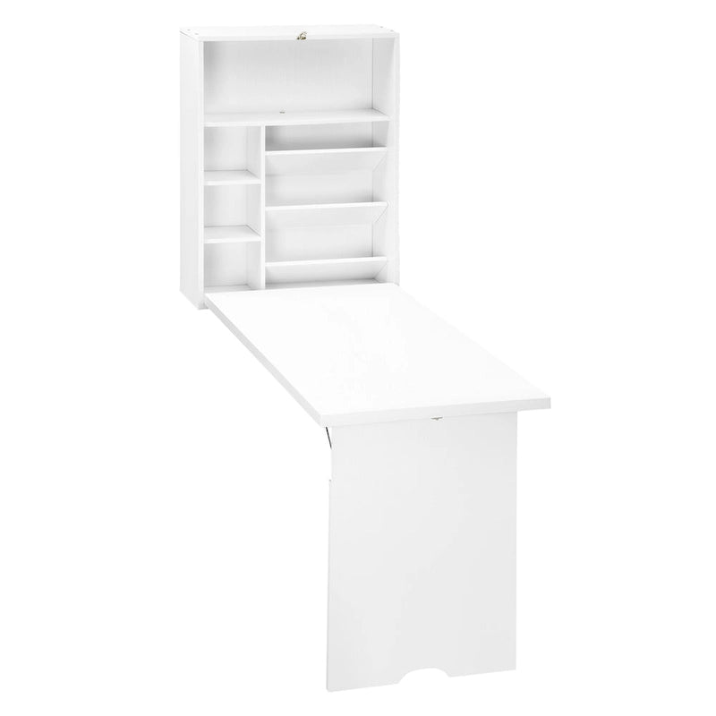 Bureau mural pliable moderne avec étagères réglables et grand espace de rangement pour petits espaces et bureaux à domicile