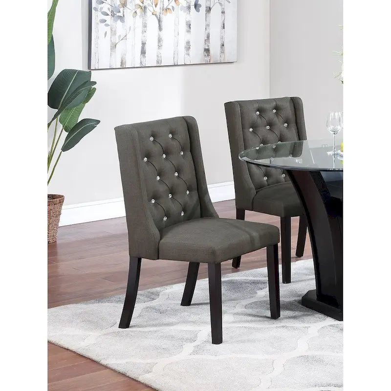 Lot de 2 chaises de salle à manger modernes avec dossier capitonné en cuir, assise rembourrée en mousse, pieds en bois massif pour salle à manger et salon
