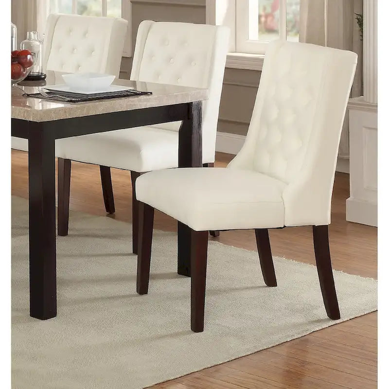 Lot de 2 chaises de salle à manger modernes avec dossier capitonné en cuir, assise rembourrée en mousse, pieds en bois massif pour salle à manger et salon