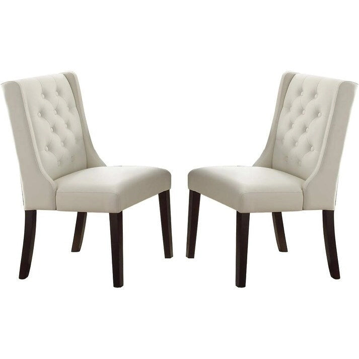Lot de 2 chaises de salle à manger modernes avec dossier capitonné en cuir, assise rembourrée en mousse, pieds en bois massif pour salle à manger et salon