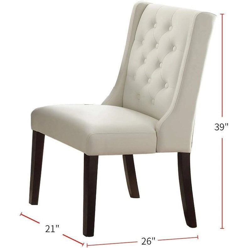 Lot de 2 chaises de salle à manger modernes avec dossier capitonné en cuir, assise rembourrée en mousse, pieds en bois massif pour salle à manger et salon