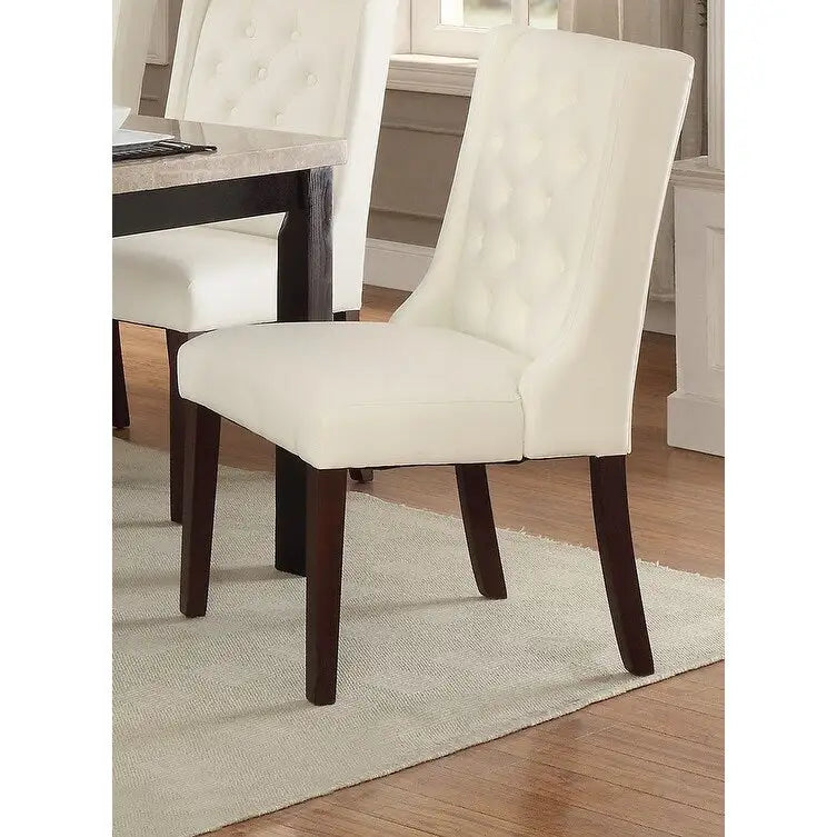 Lot de 2 chaises de salle à manger modernes avec dossier capitonné en cuir, assise rembourrée en mousse, pieds en bois massif pour salle à manger et salon