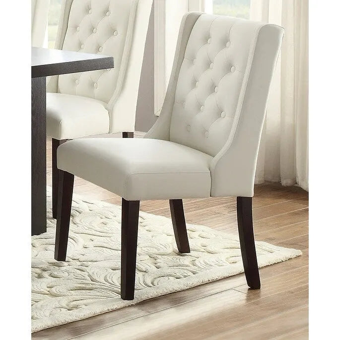 Lot de 2 chaises de salle à manger modernes avec dossier capitonné en cuir, assise rembourrée en mousse, pieds en bois massif pour salle à manger et salon