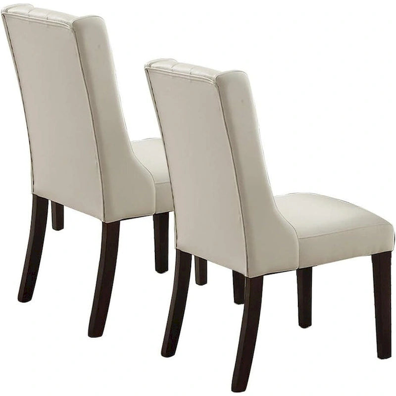 Lot de 2 chaises de salle à manger modernes avec dossier capitonné en cuir, assise rembourrée en mousse, pieds en bois massif pour salle à manger et salon
