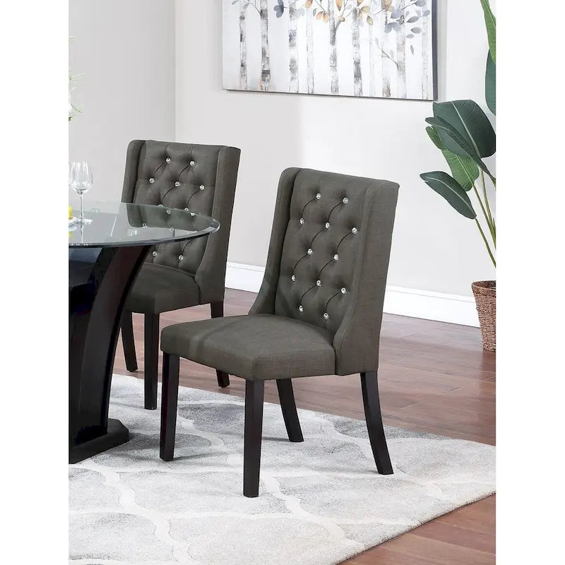 Lot de 2 chaises de salle à manger modernes avec dossier capitonné en cuir, assise rembourrée en mousse, pieds en bois massif pour salle à manger et salon