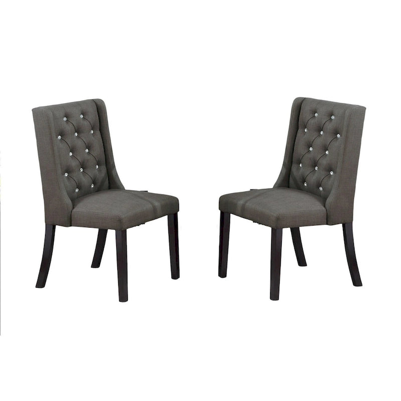 Lot de 2 chaises de salle à manger modernes avec dossier capitonné en cuir, assise rembourrée en mousse, pieds en bois massif pour salle à manger et salon
