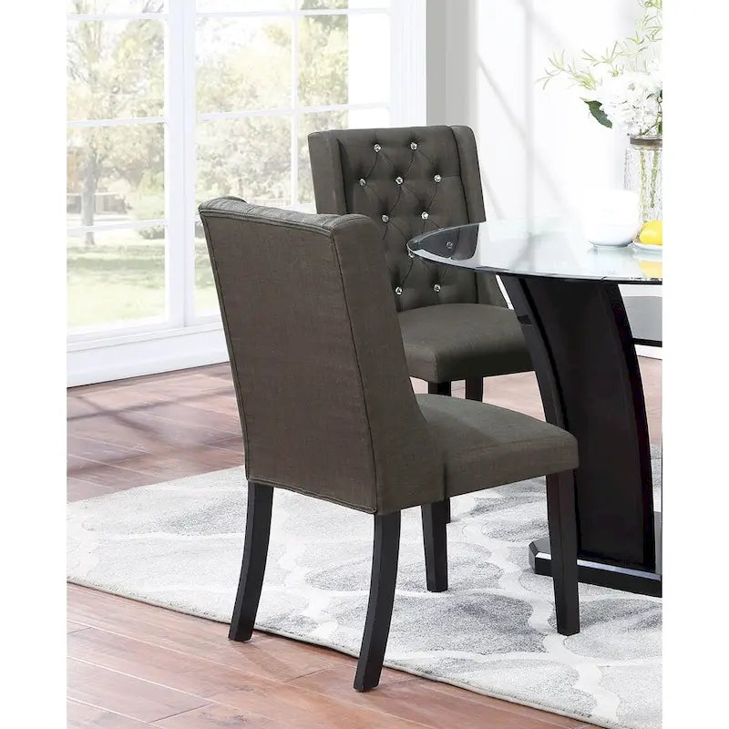 Lot de 2 chaises de salle à manger modernes avec dossier capitonné en cuir, assise rembourrée en mousse, pieds en bois massif pour salle à manger et salon