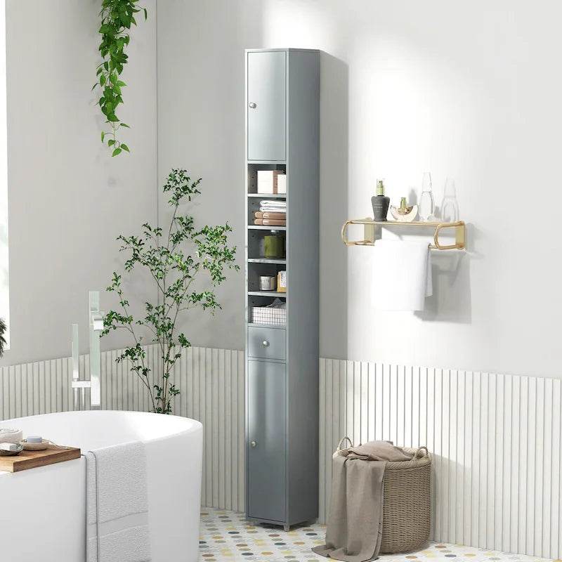 Meuble de rangement haut et étroit pour salle de bain, colonne de douche avec tiroir