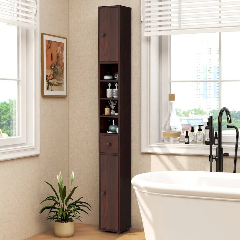 Meuble de rangement haut et étroit pour salle de bain, colonne de douche avec tiroir