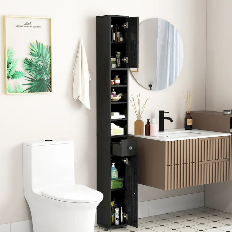 Meuble de rangement haut et étroit pour salle de bain, colonne de douche avec tiroir