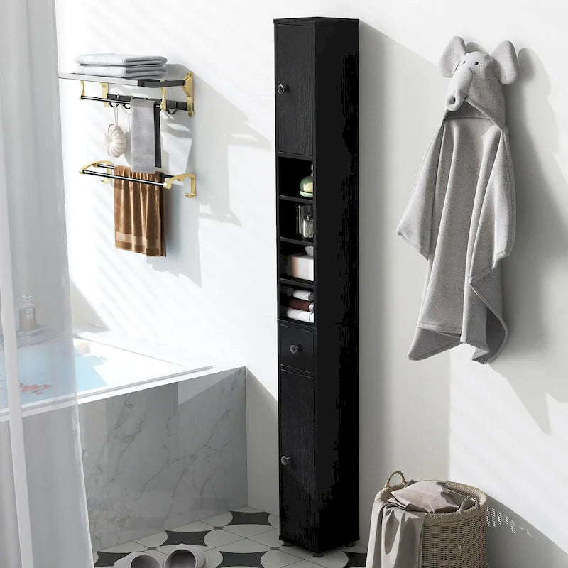 Meuble de rangement haut et étroit pour salle de bain, colonne de douche avec tiroir