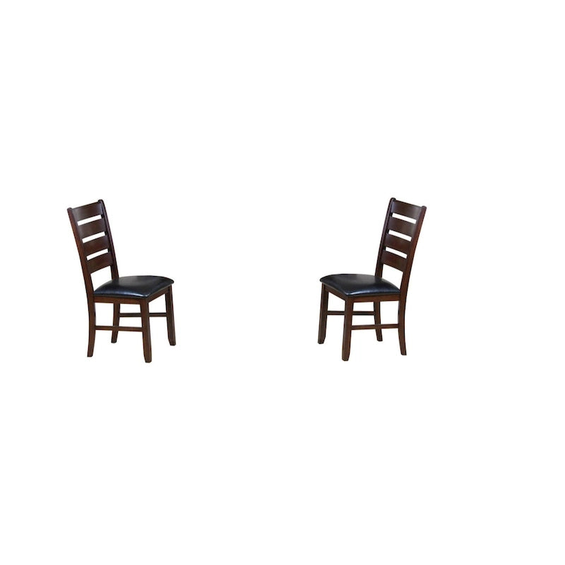 Chaises d'appoint à dossier échelle en similicuir et bois massif, lot de 2 - 23 L x 20 P x 40 H