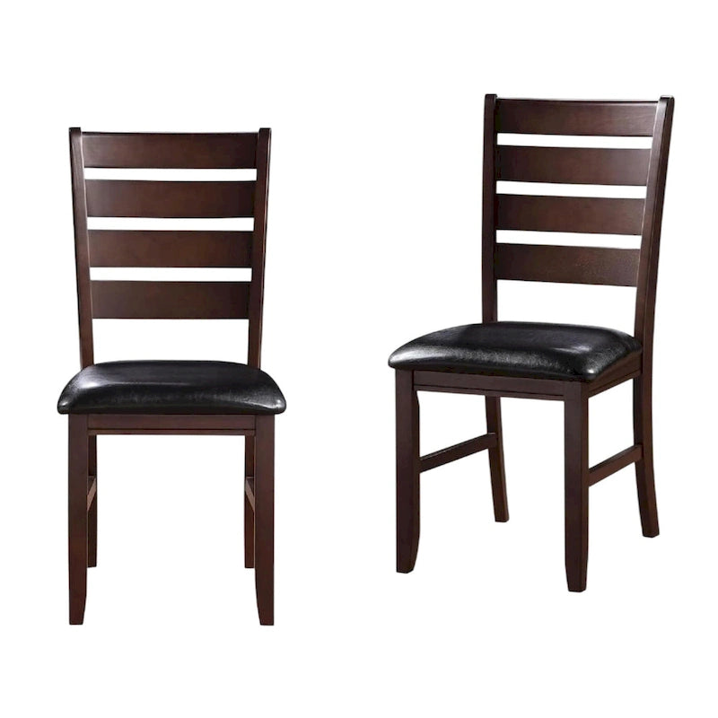 Chaises d'appoint à dossier échelle en similicuir et bois massif, lot de 2 - 23 L x 20 P x 40 H