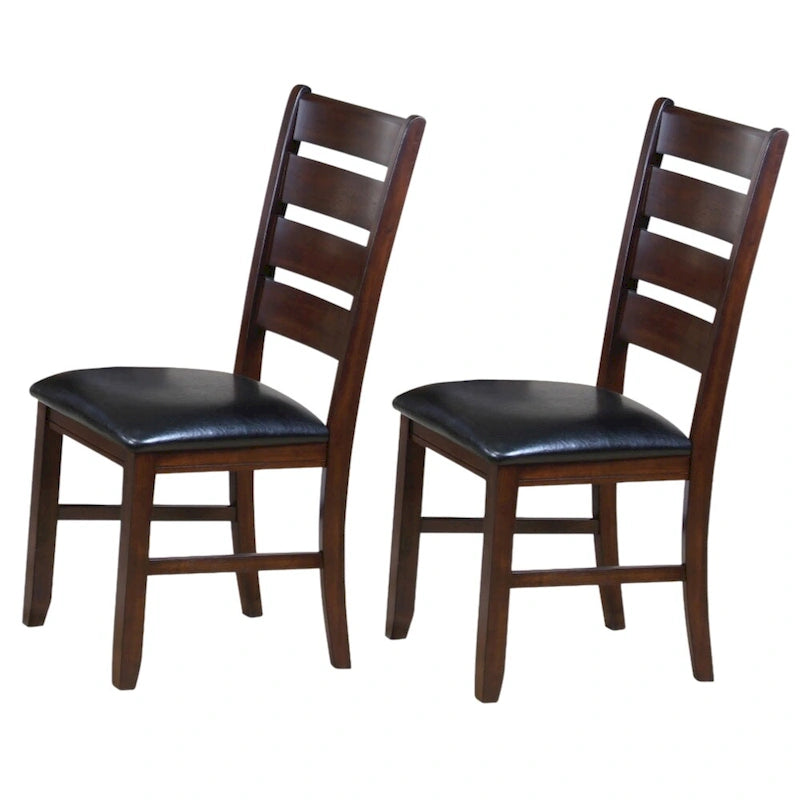 Chaises d'appoint à dossier échelle en similicuir et bois massif, lot de 2 - 23 L x 20 P x 40 H
