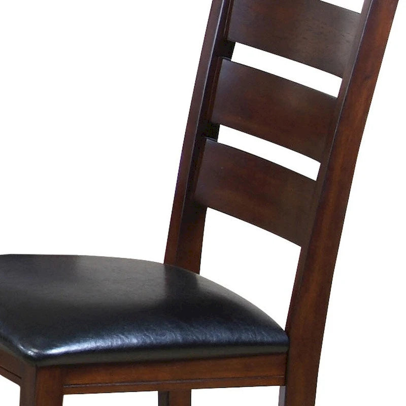 Chaises d'appoint à dossier échelle en similicuir et bois massif, lot de 2 - 23 L x 20 P x 40 H