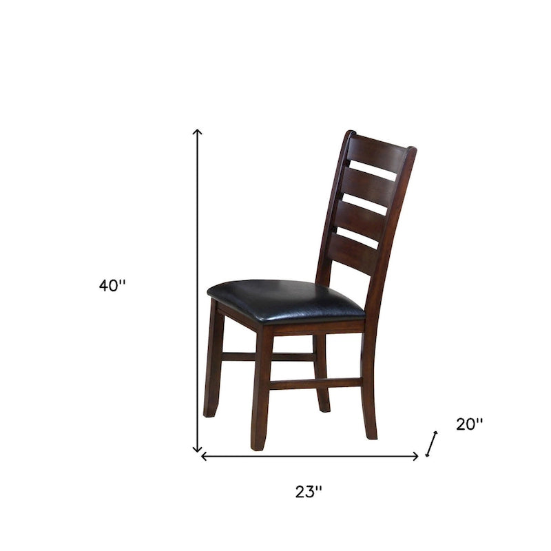 Chaises d'appoint à dossier échelle en similicuir et bois massif, lot de 2 - 23 L x 20 P x 40 H