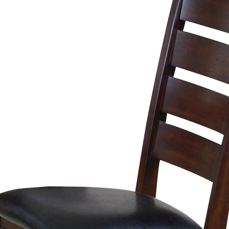 Chaises d'appoint à dossier échelle en similicuir et bois massif, lot de 2 - 23 L x 20 P x 40 H