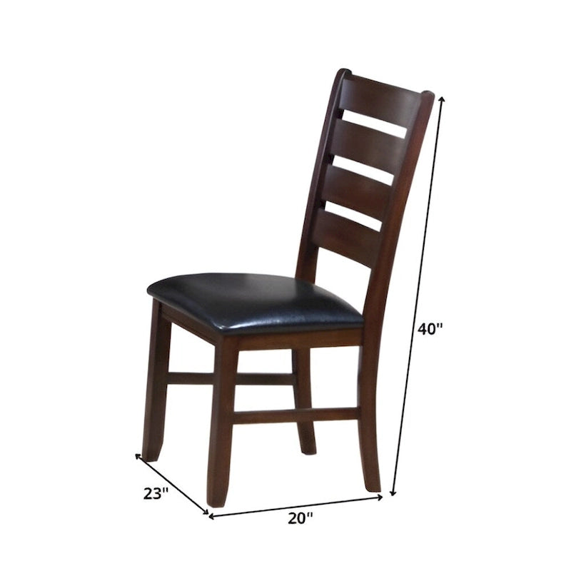 Chaises d'appoint à dossier échelle en similicuir et bois massif, lot de 2 - 23 L x 20 P x 40 H