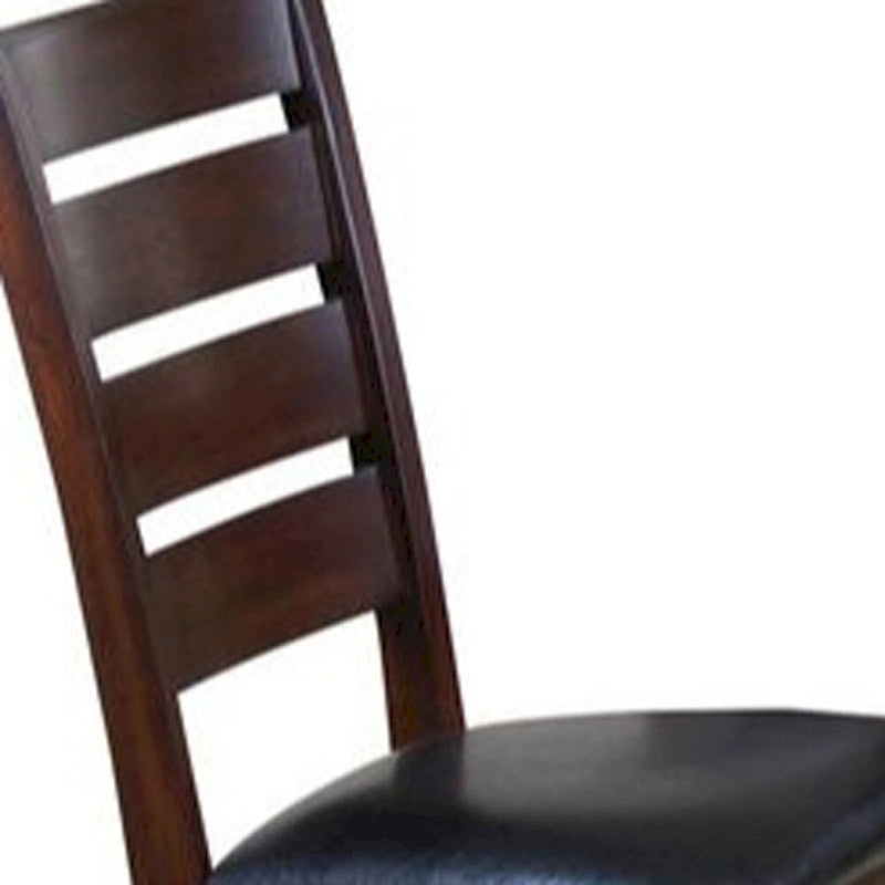 Chaises d'appoint à dossier échelle en similicuir et bois massif, lot de 2 - 23 L x 20 P x 40 H