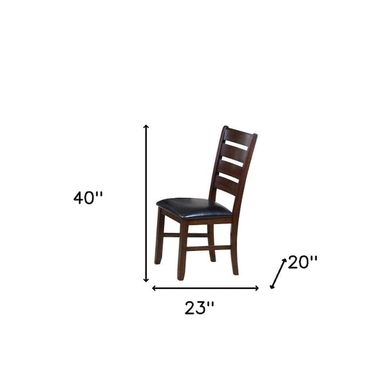 Chaises d'appoint à dossier échelle en similicuir et bois massif, lot de 2 - 23 L x 20 P x 40 H