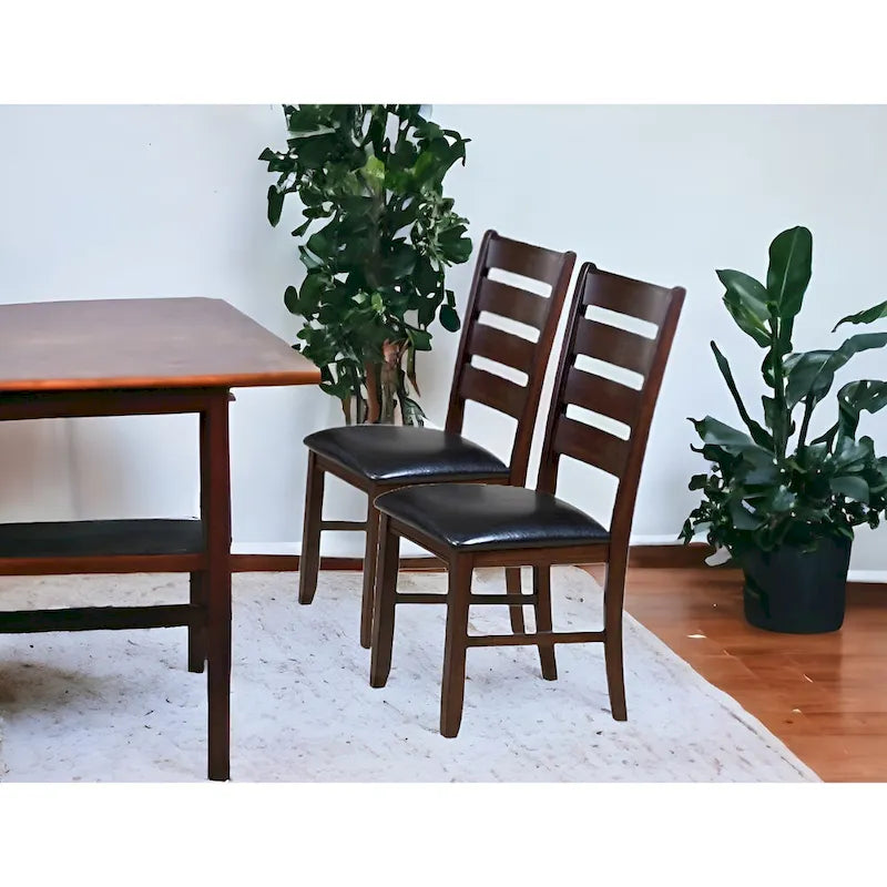 Chaises d'appoint à dossier échelle en similicuir et bois massif, lot de 2 - 23 L x 20 P x 40 H