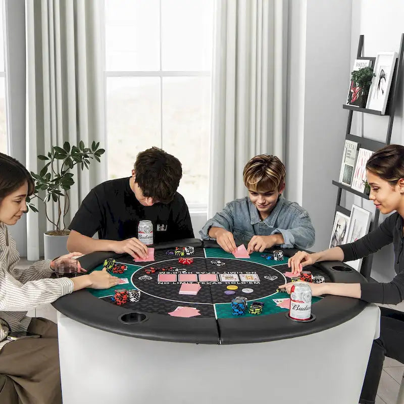 Dessus de table de poker pliable à 6 joueurs de 48 po avec porte-gobelets et sac de transport - Voir détails
