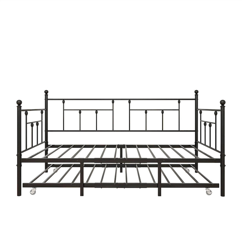 Lit de repos gigogne en métal de style moderne, taille double, pour chambre d'enfant ou d'invité