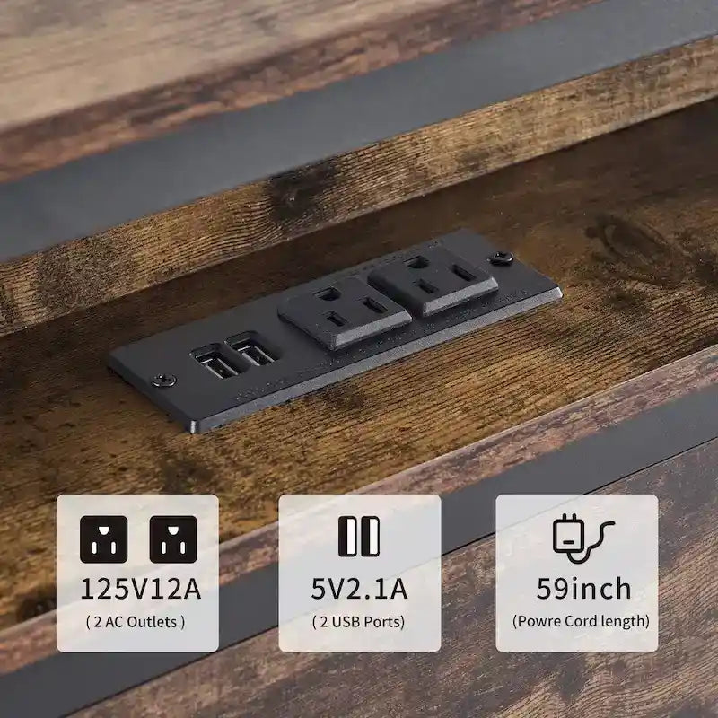 Lit plateforme Queen Size avec tête de lit de rangement et LED