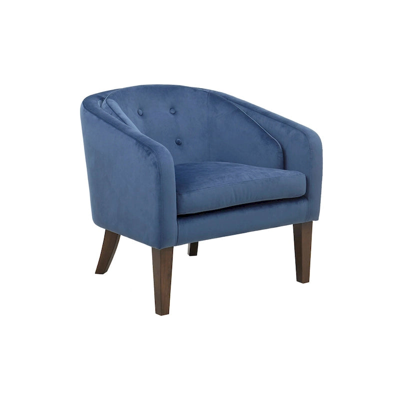 Fauteuil d'appoint capitonné bleu du milieu du siècle