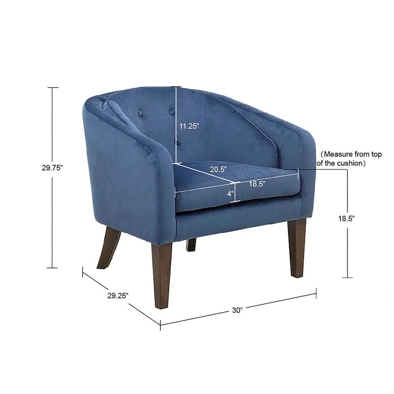 Fauteuil d'appoint capitonné bleu du milieu du siècle