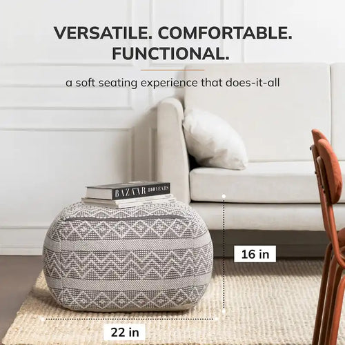 Pouffe ottoman carré de 56 cm – Repose-pieds fait main pour salon, chambre, chambre d'enfant