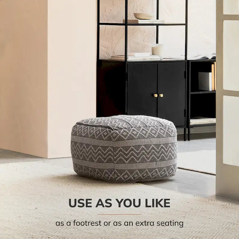 Pouffe ottoman carré de 56 cm – Repose-pieds fait main pour salon, chambre, chambre d'enfant
