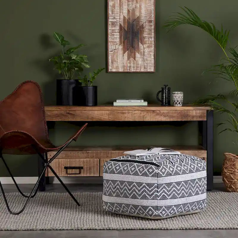 Pouffe ottoman carré de 56 cm – Repose-pieds fait main pour salon, chambre, chambre d'enfant