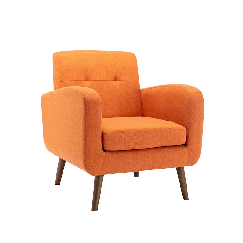 Fauteuil d'appoint, Revêtement en tissu ou en PU, Pieds en bois d'hévéa