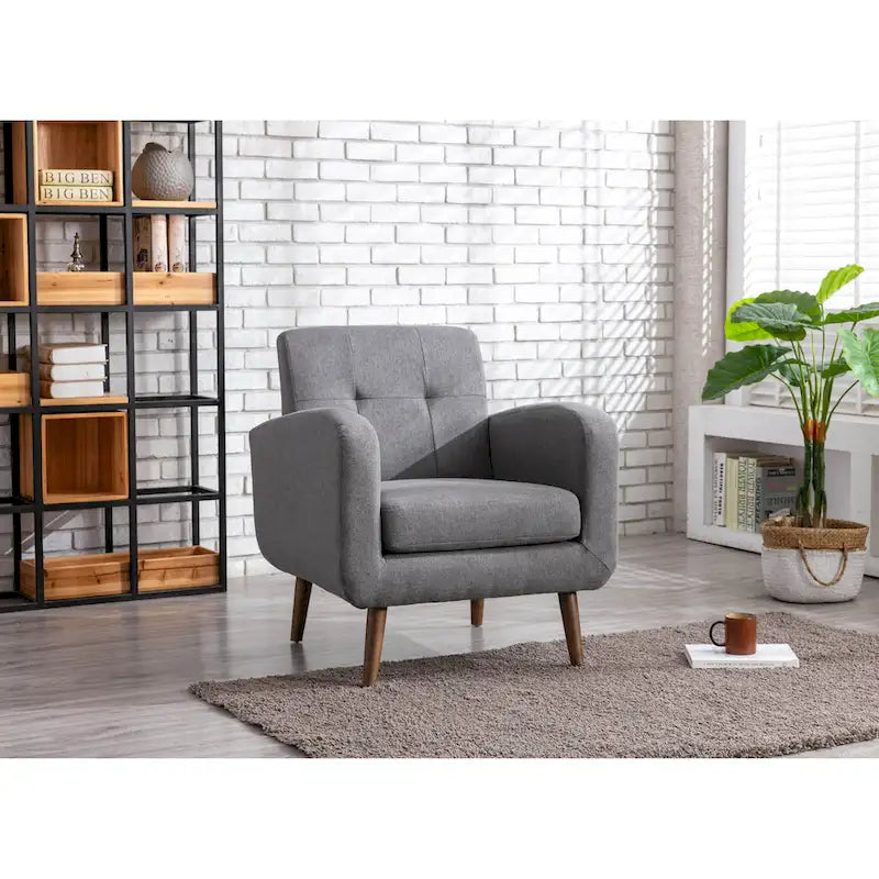 Fauteuil d'appoint, Revêtement en tissu ou en PU, Pieds en bois d'hévéa
