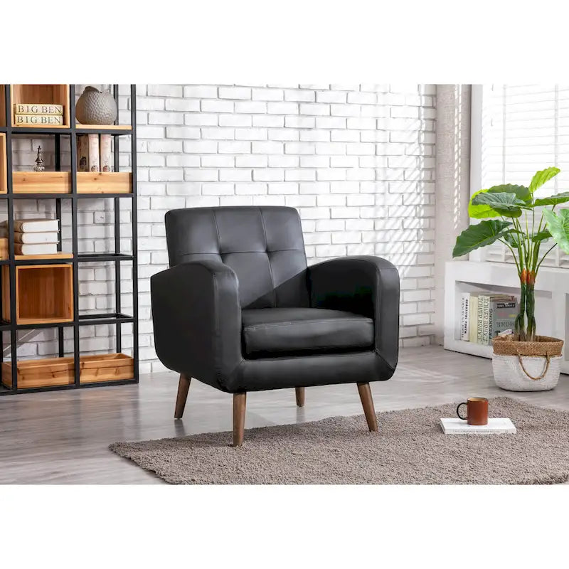 Fauteuil d'appoint, Revêtement en tissu ou en PU, Pieds en bois d'hévéa