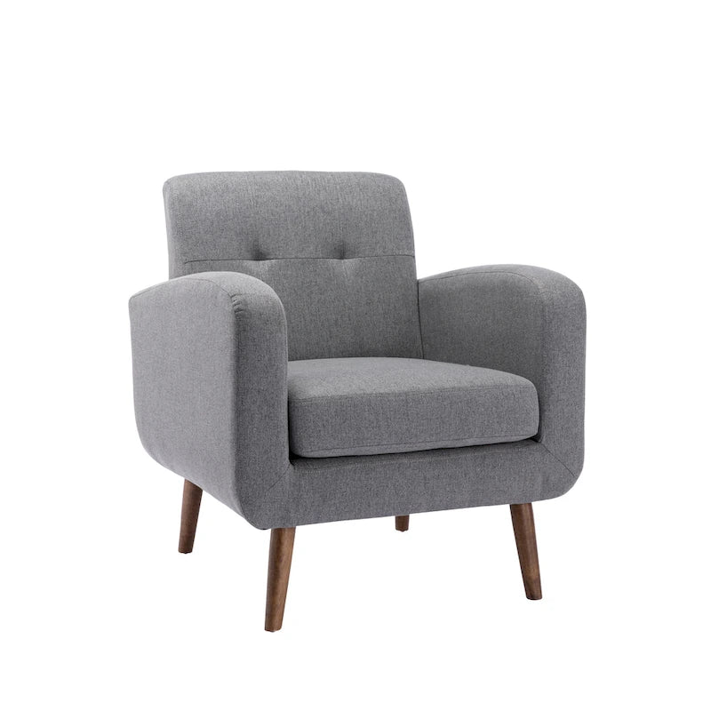 Fauteuil d'appoint, Revêtement en tissu ou en PU, Pieds en bois d'hévéa