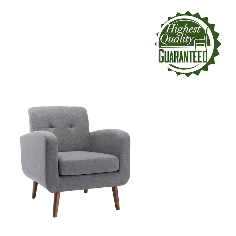 Fauteuil d'appoint, Revêtement en tissu ou en PU, Pieds en bois d'hévéa