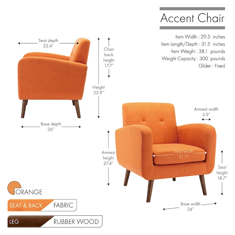 Fauteuil d'appoint, Revêtement en tissu ou en PU, Pieds en bois d'hévéa