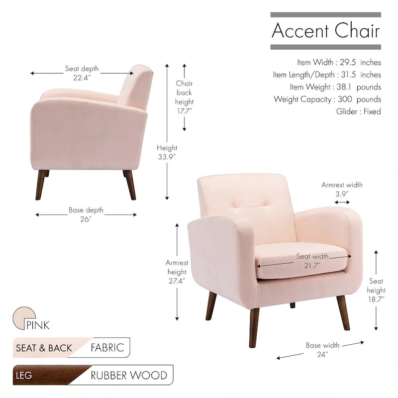 Fauteuil d'appoint, Revêtement en tissu ou en PU, Pieds en bois d'hévéa