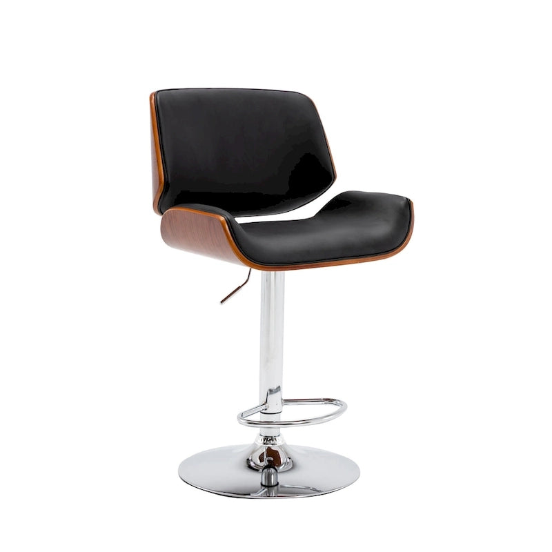 Tabouret de bar réglable en hauteur, revêtement PU, piètement chromé
