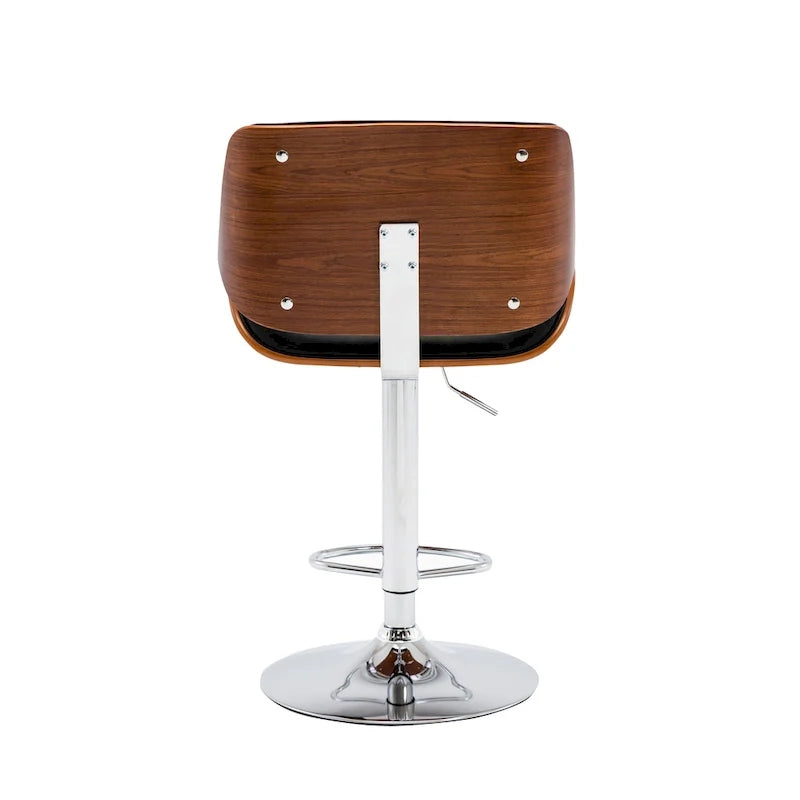 Tabouret de bar réglable en hauteur, revêtement PU, piètement chromé