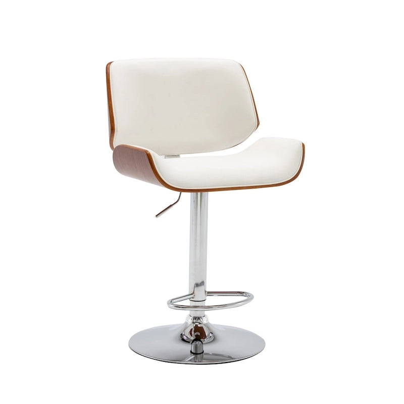 Tabouret de bar réglable en hauteur, revêtement PU, piètement chromé