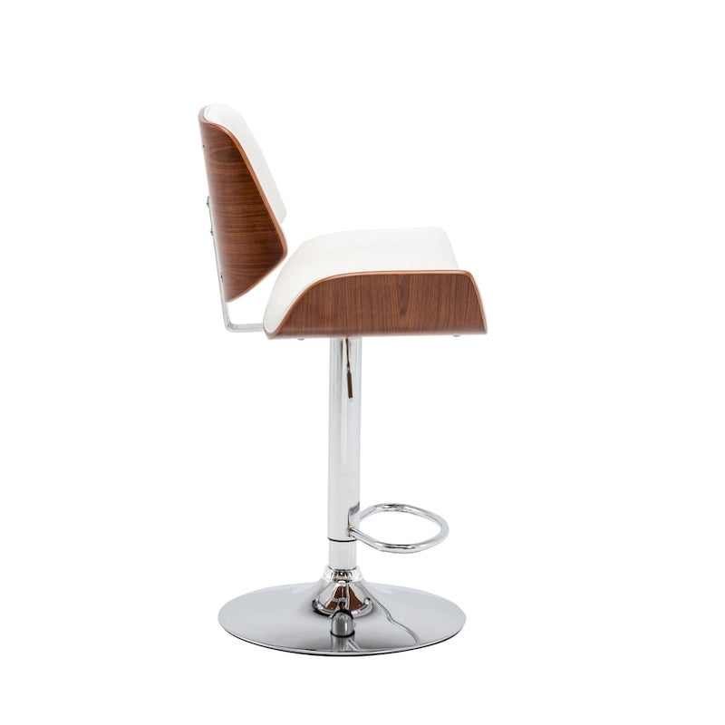 Tabouret de bar réglable en hauteur, revêtement PU, piètement chromé