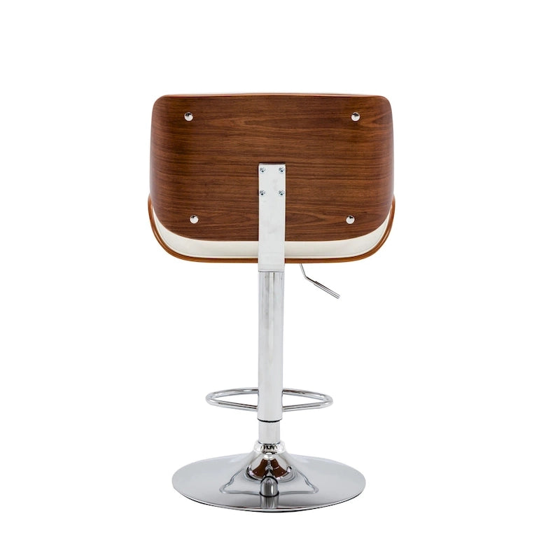 Tabouret de bar réglable en hauteur, revêtement PU, piètement chromé