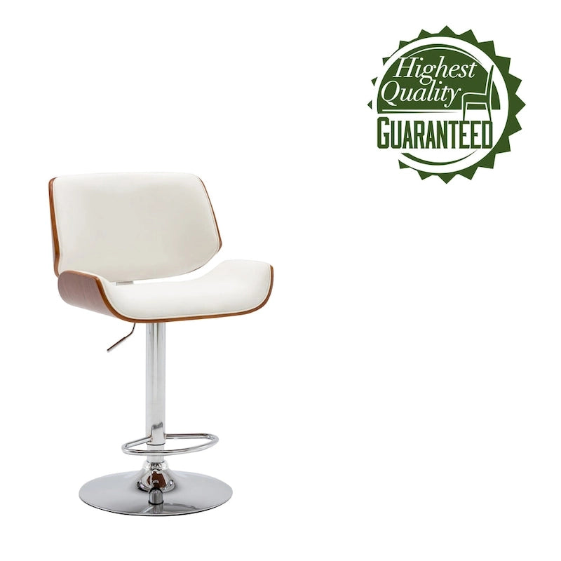 Tabouret de bar réglable en hauteur, revêtement PU, piètement chromé